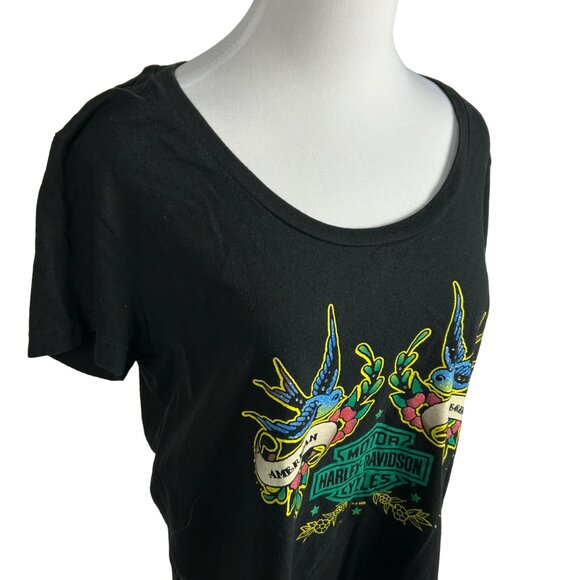 Harley Davidson T-Shirt Womens‎ 2XL Black Birds Motorcycle Biker Jamaica - Picture 4 of 10